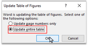 Update Table in Caption Group