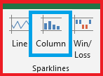 MS Excel insert tab Column