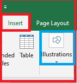 MS Excel>Insert>Illustrations Group 