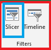 MS Excel insert tab Filters