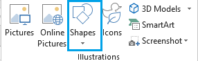 MS Excel insert tab Shapes