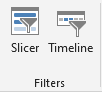 MS Excel insert tab Filters