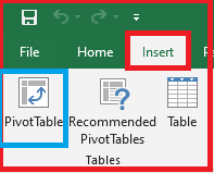 Excel Insert Tab Pivot Table