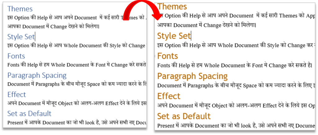 Themes in MS Word