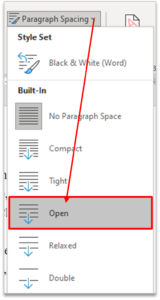 Paragraph Spacing Group in MS Word