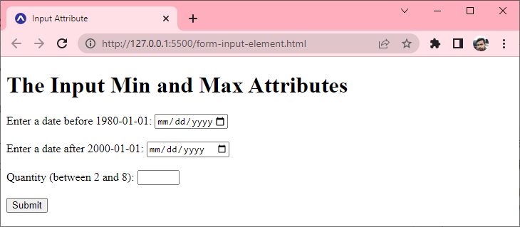 Input Min and Max Attribute