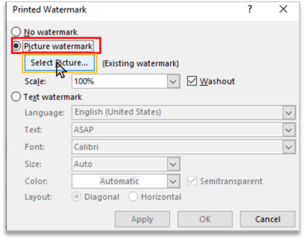 Watermark in MS Word