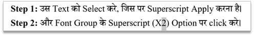 Superscript in font group