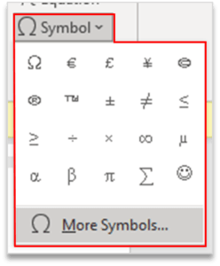 Symbol Group in MS Word