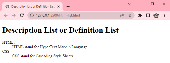 html description list