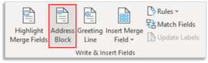 Address Block in Mailings Tab