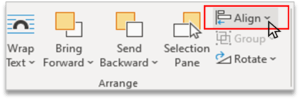 Align Option in Arrange Group