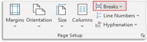 Break Page in Page Setup