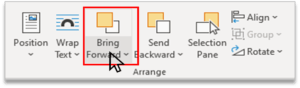 Bring Forward Option in Arrange Group