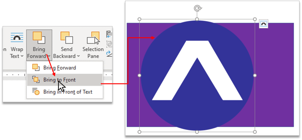 Bring Forward Option in Arrange Group