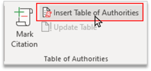 Insert Table Of Authorities Group