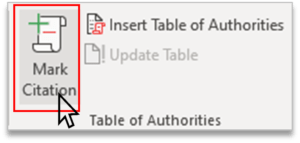 Mark Citation in Table Of Authorities Group