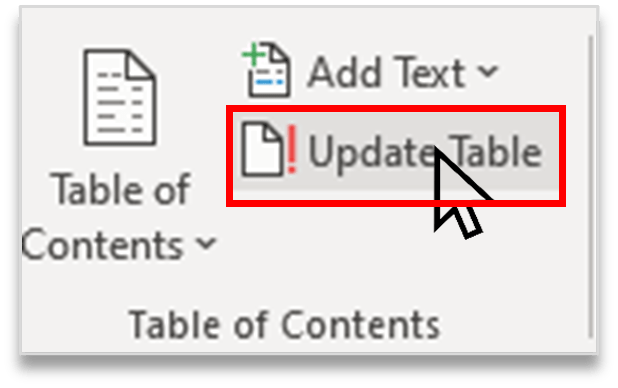 How to create & update a Table of Contents in MS Word