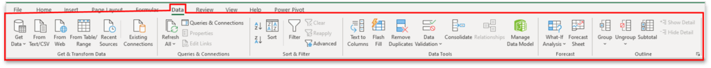 Data Tab in MS Excel