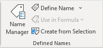 Defined Names in Formulas Tab