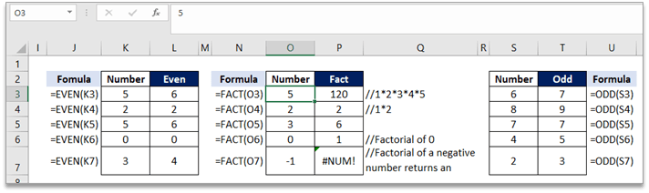 Even Odd Fact Formula in Excel