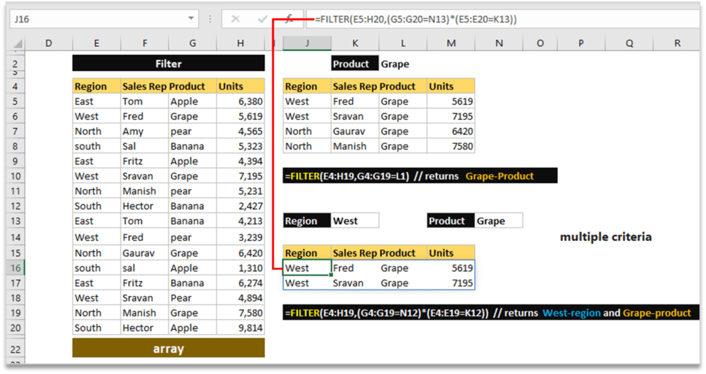 Filter Formula in Excel