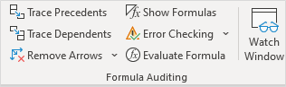 Formula Auditing in Formulas Tab