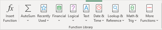 Function Library in Formulas Tab