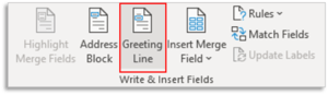 Greeting Line in Mailings Tab