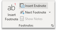 Endnote in reference tab