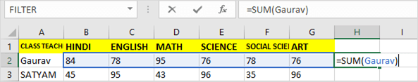 Name Manager in Formulas Tab