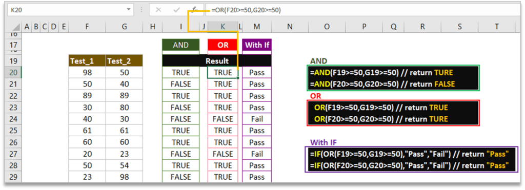 OR Logic Formula in Excel