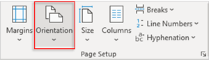 Orientation in Page Setup