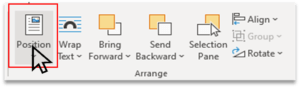 Position Option in Arrange Group