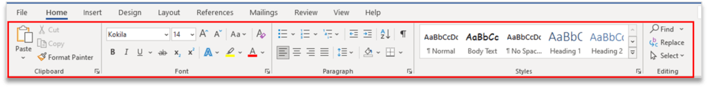 Ribbon Menu in MS Word