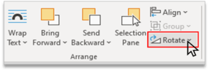 Rotate Option in Arrange Group