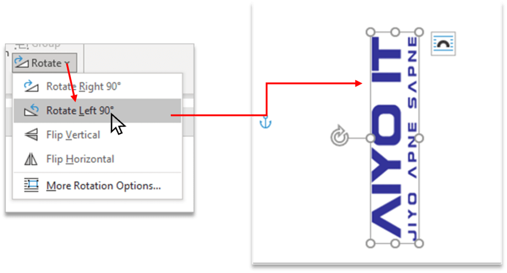 Rotate Option in Arrange Group