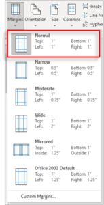 Margin in page Setup