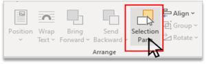 Selection Pane Option in Arrange Group