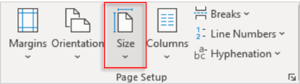 Size in Page Setup