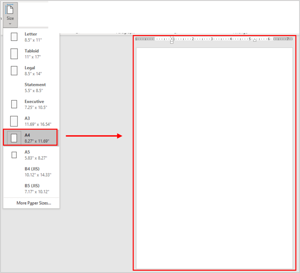 Size in Page Setup