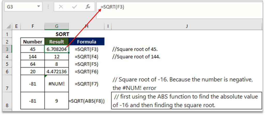 Sort Formula in Excel