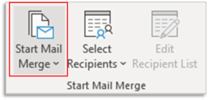 Start Mail Merge in Start Mail Merge Group