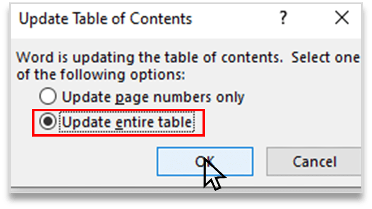 How to create & update a Table of Contents in MS Word