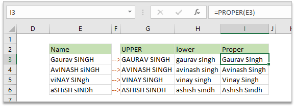 Upper lower proper Formula in Excel