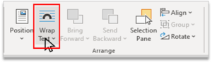 Warp text Option in Arrange Group