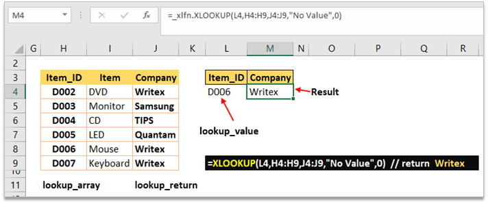 XLOOKUP Formula in Excel