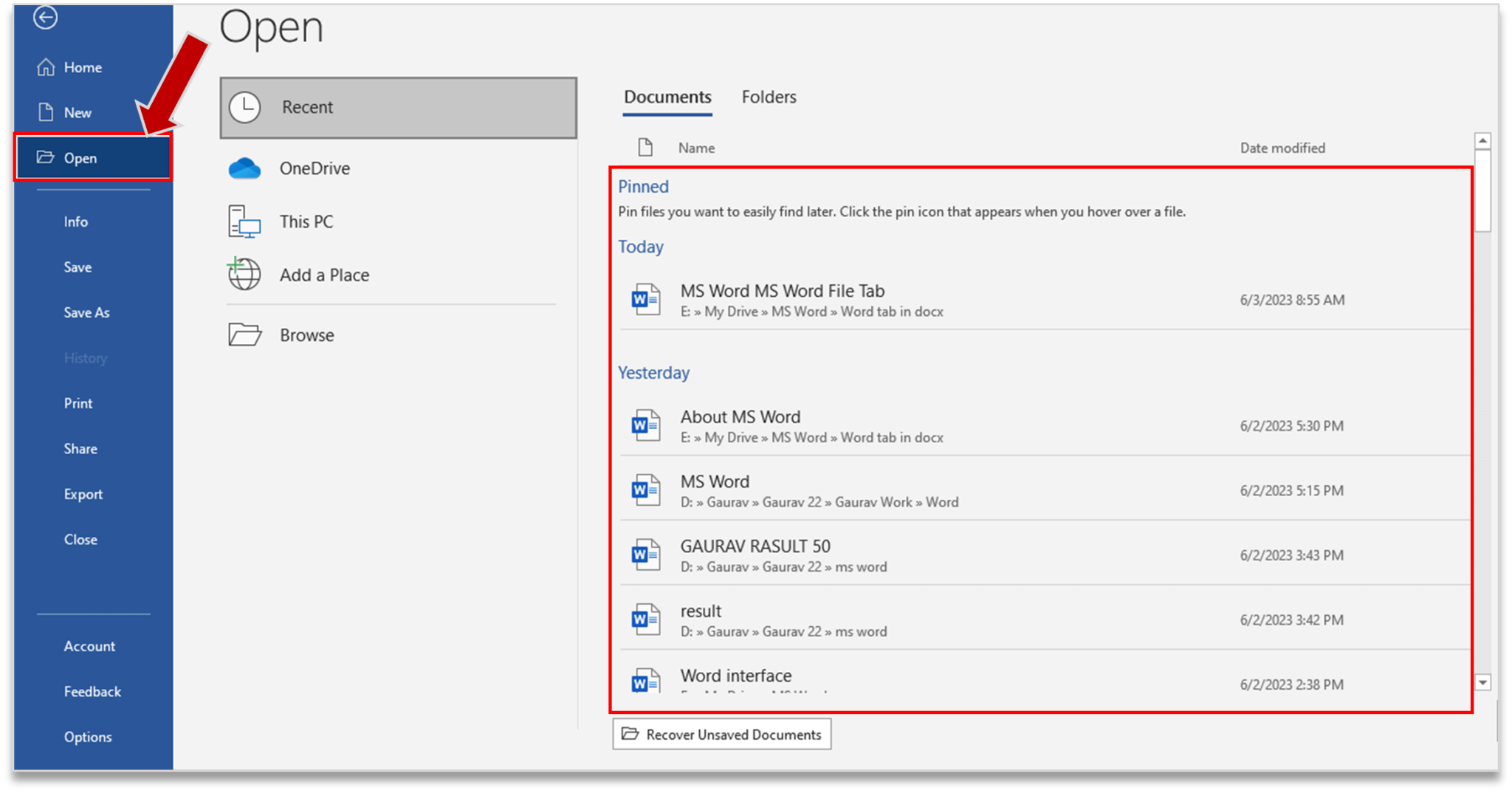 What is the file tab in ms word aiyo it tutorial