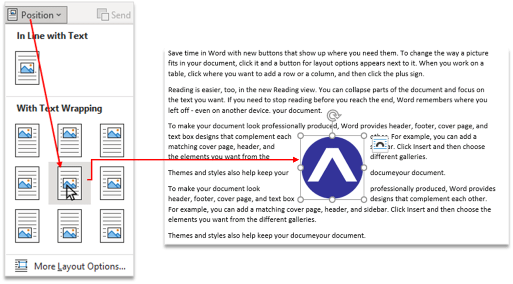 Position Option in Arrange Group