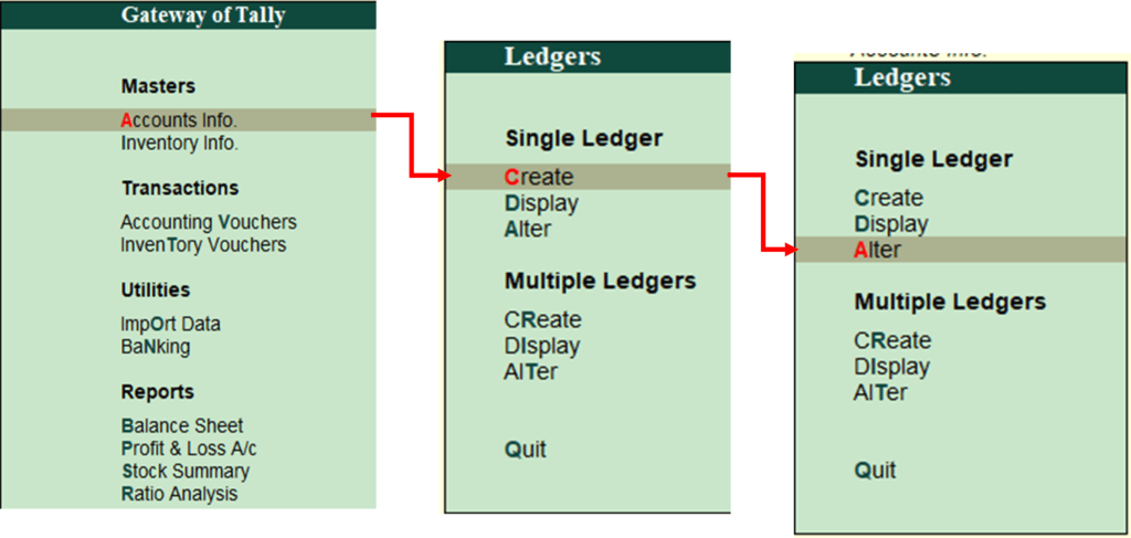 Select Alter Option in Tally